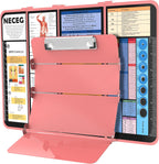 Nursing Clipboard Foldable, 4-Fold Aluminum Pocket Size, Rose | Folding Clipboard with Medical Cheat Sheets, Metal Pen Clip & Privacy Protection for Nurses, Nursing Students & Doctors