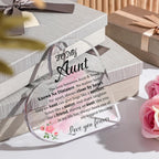 Aunt Gifts, Auntie Gift Ideas Heart Shaped Desk Sign Aunt Birthday Gifts From Niece Heart Acrylic Paperweight Birthday Gift 4×4 Inches