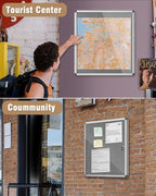 Mifuro 28"x26" Enclosed Bulletin Board, Lockable Weather-Resistant Aluminum - Image 8