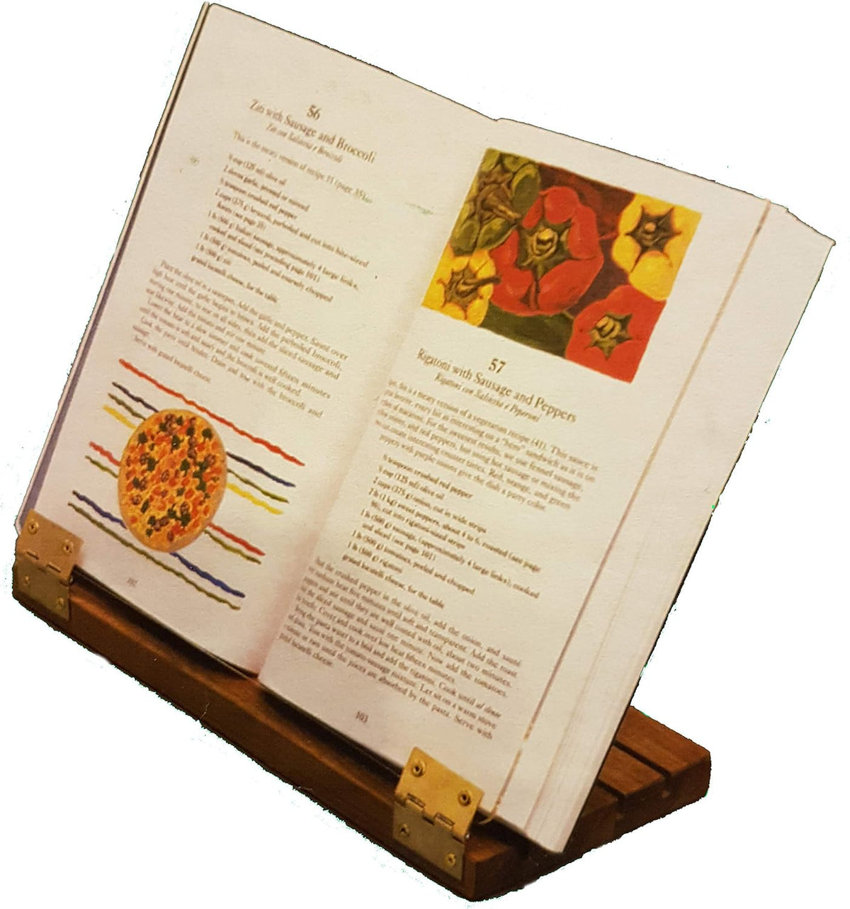 Original Hinged Cookbook Holder - Acrylic Shield With Wood Base and Brass Pla...