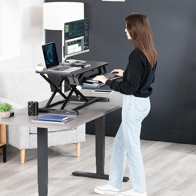 VIVO 32 inch Desk Converter, K Series, Height Adjustable Sit to Stand Riser - Image 9