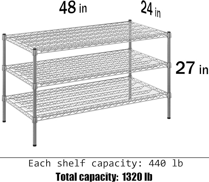 Regal Altair 24" Deep x 48" Wide x 27" Height Wire Shelving Kit | 3-Tier | NSF - Image 3