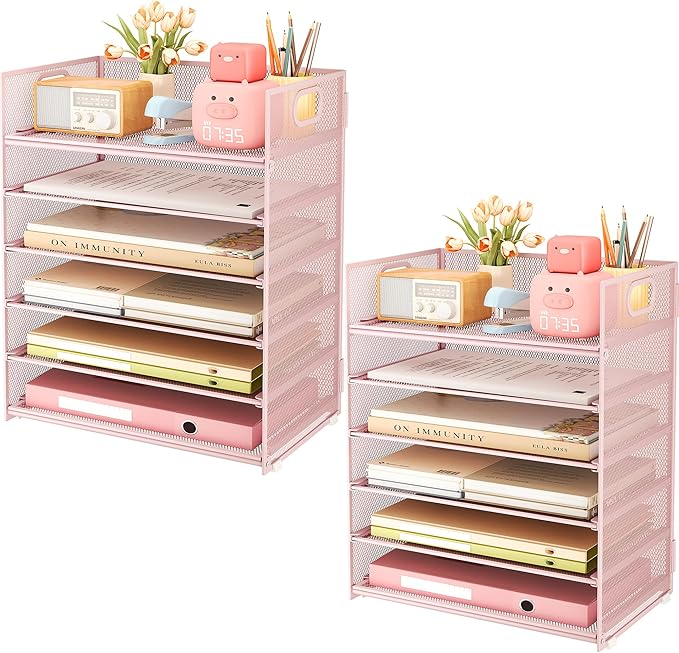 Subekyu 6-Tier Desk Paper Organizer, Desktop File Letter Tray by SUBEKYU