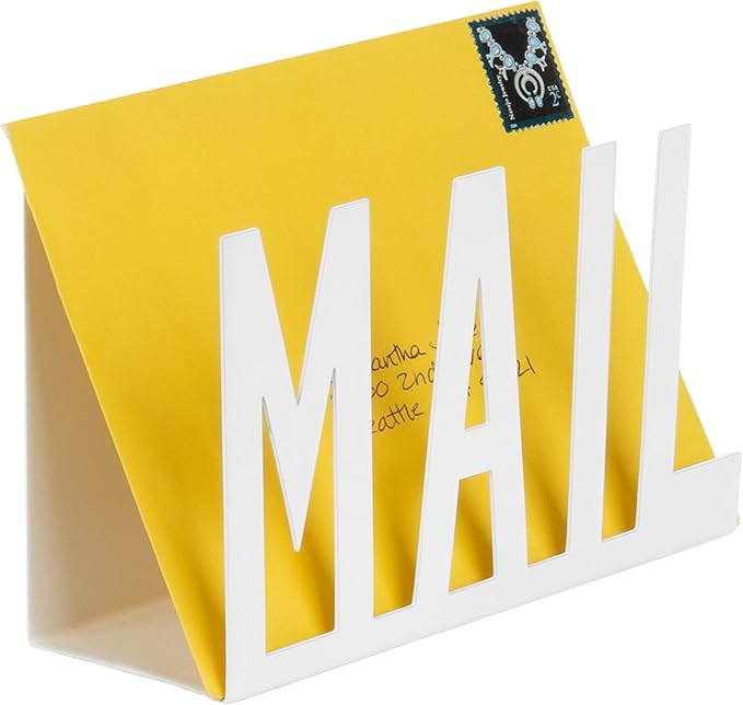 MyGift Mail Holder Organizer Countertop Modern Metal White by MyGiftHome