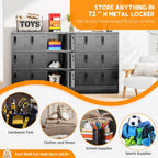 9 Door Metal Lockers for Employees, Black Lockable Steel Locker with Lock and Card Slot for Office, Gym, School, Home, Garage, Assembly Required