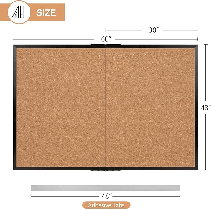 Board2by Extra Large Cork Bulletin Board 60" X 48", Foldable Notice Pin Board - Image 3