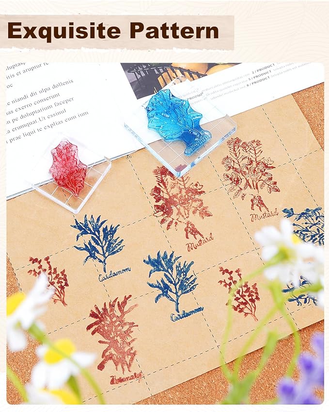 UCEC 7 Pieces Acrylic Stamp Block Clear Stamping Tools Set - Image 3