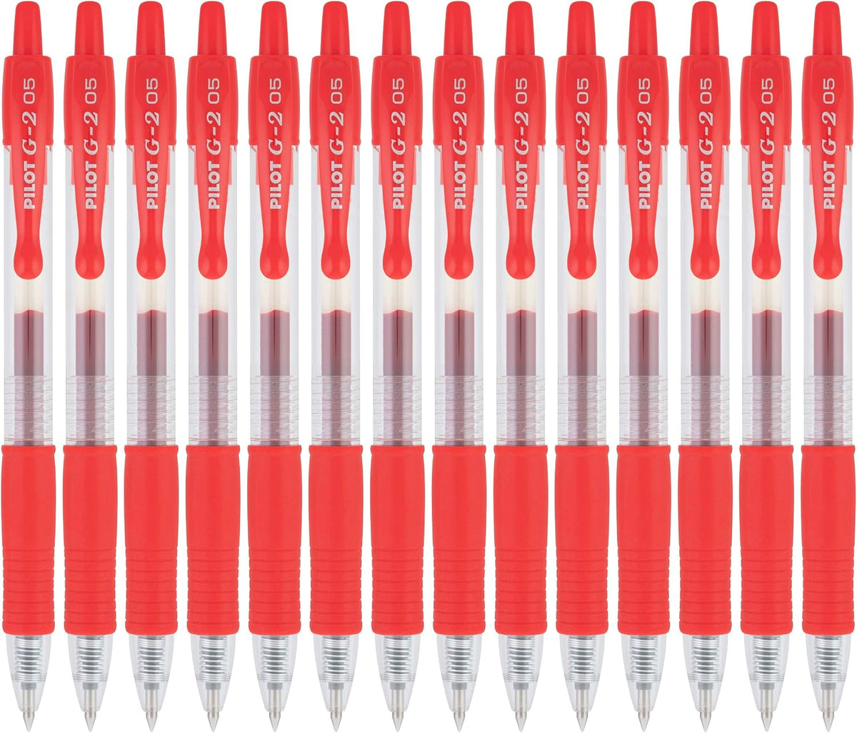 PILOT, G2 Premium Gel Roller Pens, Extra Fine Point 0.5 mm, Pack of 14, Red
