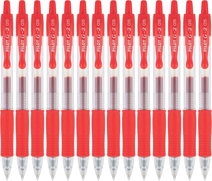 PILOT, G2 Premium Gel Roller Pens, Extra Fine Point 0.5 mm, Pack of 14, Red