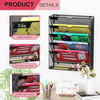 GDINDINFAN Hanging Wall File Organizer 6 Tier Wall Mounted Mail Paper Folder - Image 4