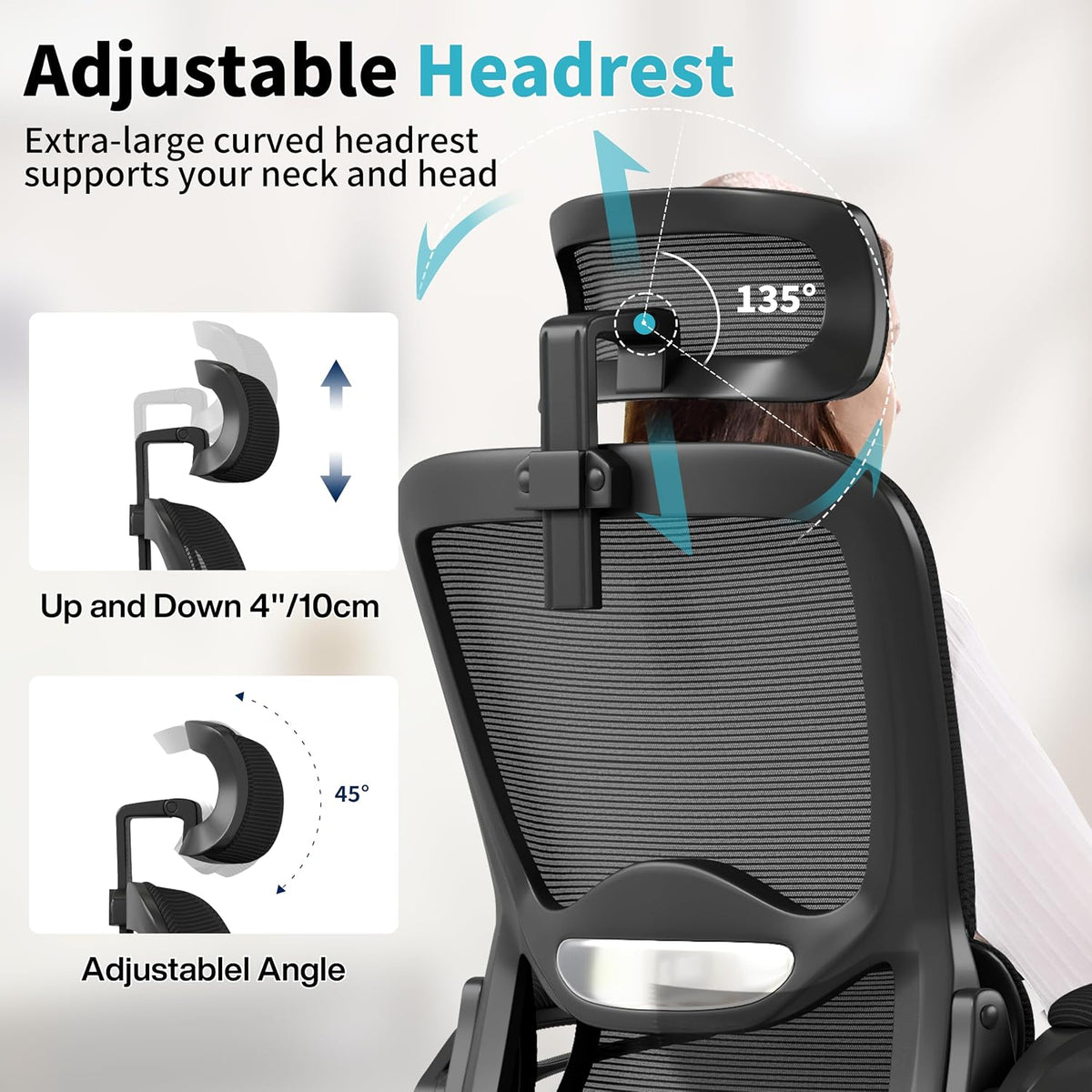 ergonomic office chair,mesh office chair with lumbar support,high, side view