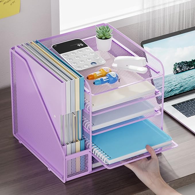 Marbrasse Desk Organizers and Accessories, 5-Tier Paper Letter Tray Organizer - Image 3