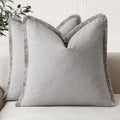 Foindtower Set of 2 Decorative Linen Fringe Throw Pillow Covers Cozy Boho
