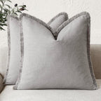 Foindtower Set of 2 Decorative Linen Fringe Throw Pillow Covers Cozy Boho