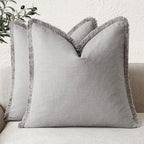 Foindtower Set of 2 Decorative Linen Fringe Throw Pillow Covers Cozy Farmhouse by Foindtower