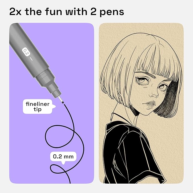 ARTISTRO Set of 2 Fineliner Pens, Waterproof Archival Ink, Ultra Fine Tip Pen - Image 2
