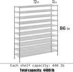 Regal Altair 21" Deep x 72" Wide x 86" Height Wire Shelving Kit | 10-Tier | NSF - Image 3