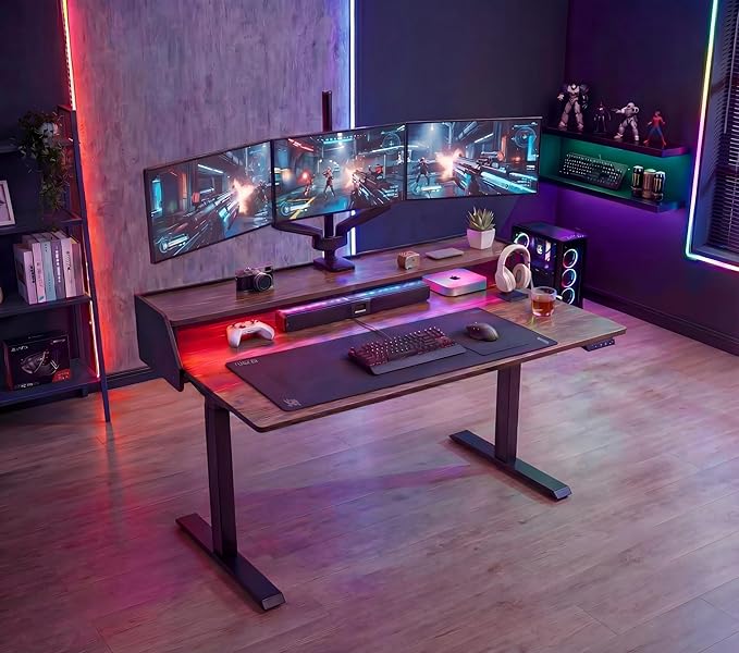 ErGear Standing Desk with LED Strip, 55″ x 28″ Electric Height Adjustable RGB by ErGear