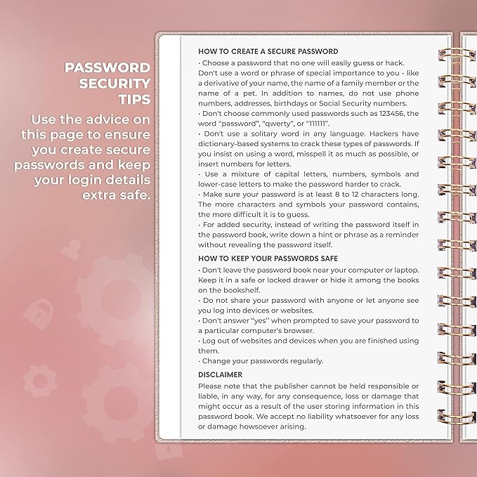 Clever Fox Password Book Spiral – Internet Address & Password Organizer - Image 5