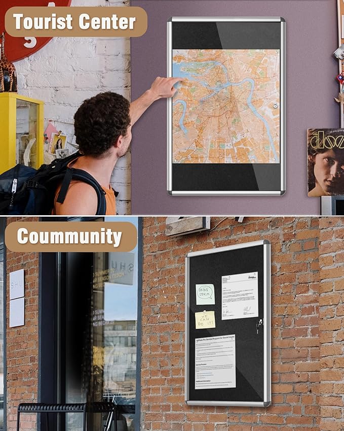 Mifuro 36"x24" Enclosed Bulletin Board, Lockable Weather-Resistant Aluminum - Image 8