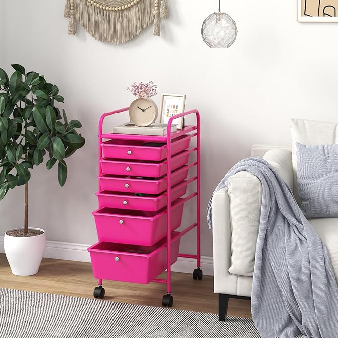 Giantex 6 Storage Drawer Cart Rolling Organizer Cart - Image 9