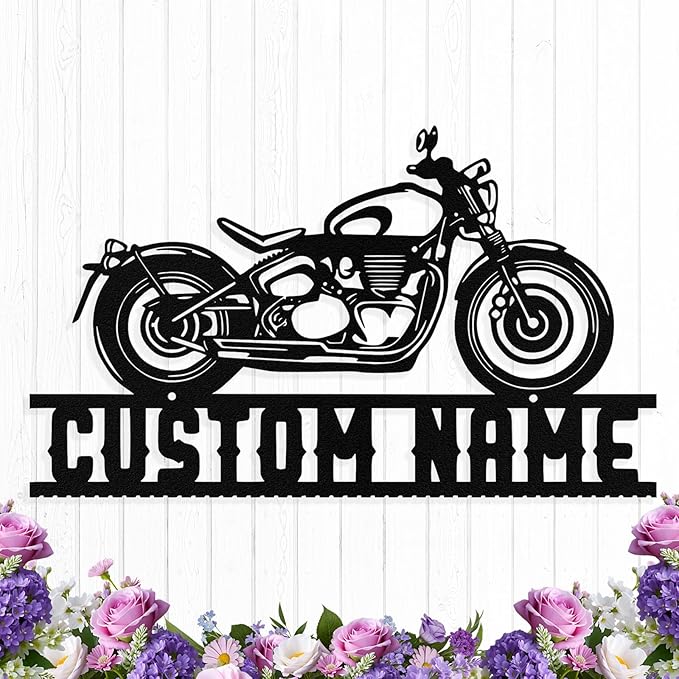 Custom Motorcycle Metal Sign Personalized Biker Name Sign Motorcycle Wall Art by HengMeiZiK