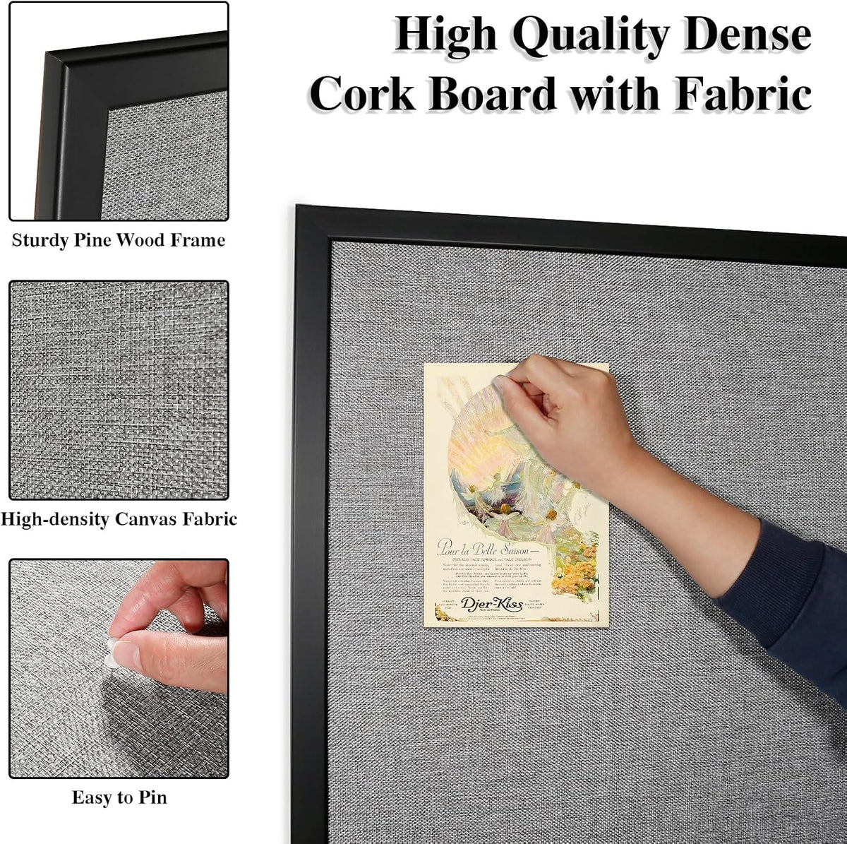 Bulletin Board 36x24 Inch Wood Framed Corkboard for Office(2 Pack)