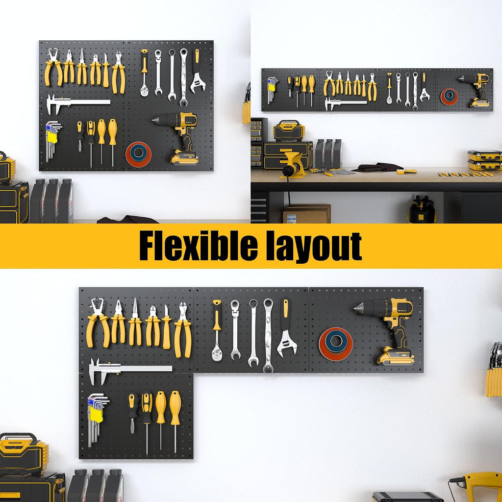 spampur peg board, 4 pack metal black pegboard on a desk or shelf