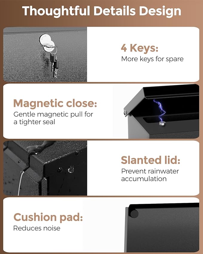 LAND·VOI Locking Wall-Mount Mailbox - Image 3