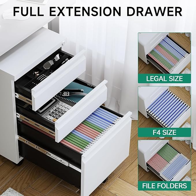 Letaya 3 Drawer Mobile File Cabinet - Image 8