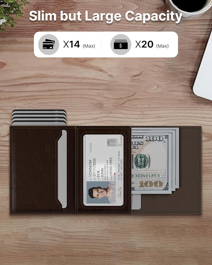 typecase Mens Wallet Card Holder: Pop Up Aluminum Case, Genuine Leather - Image 2