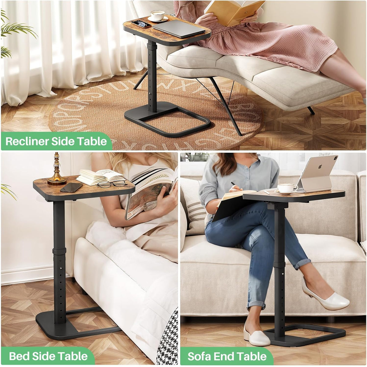 Kitstorack TV Tray Table, Adjustable Height & Flip-Top & Rounded Meta...