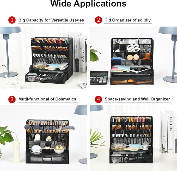 Marbrasse Mesh Pen Holder for Desk, Desk Organizers and Accessories for Office - Image 4