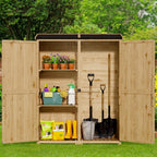 gizoon outdoor cabinet, waterproof roof, double lockable wooden shown in use
