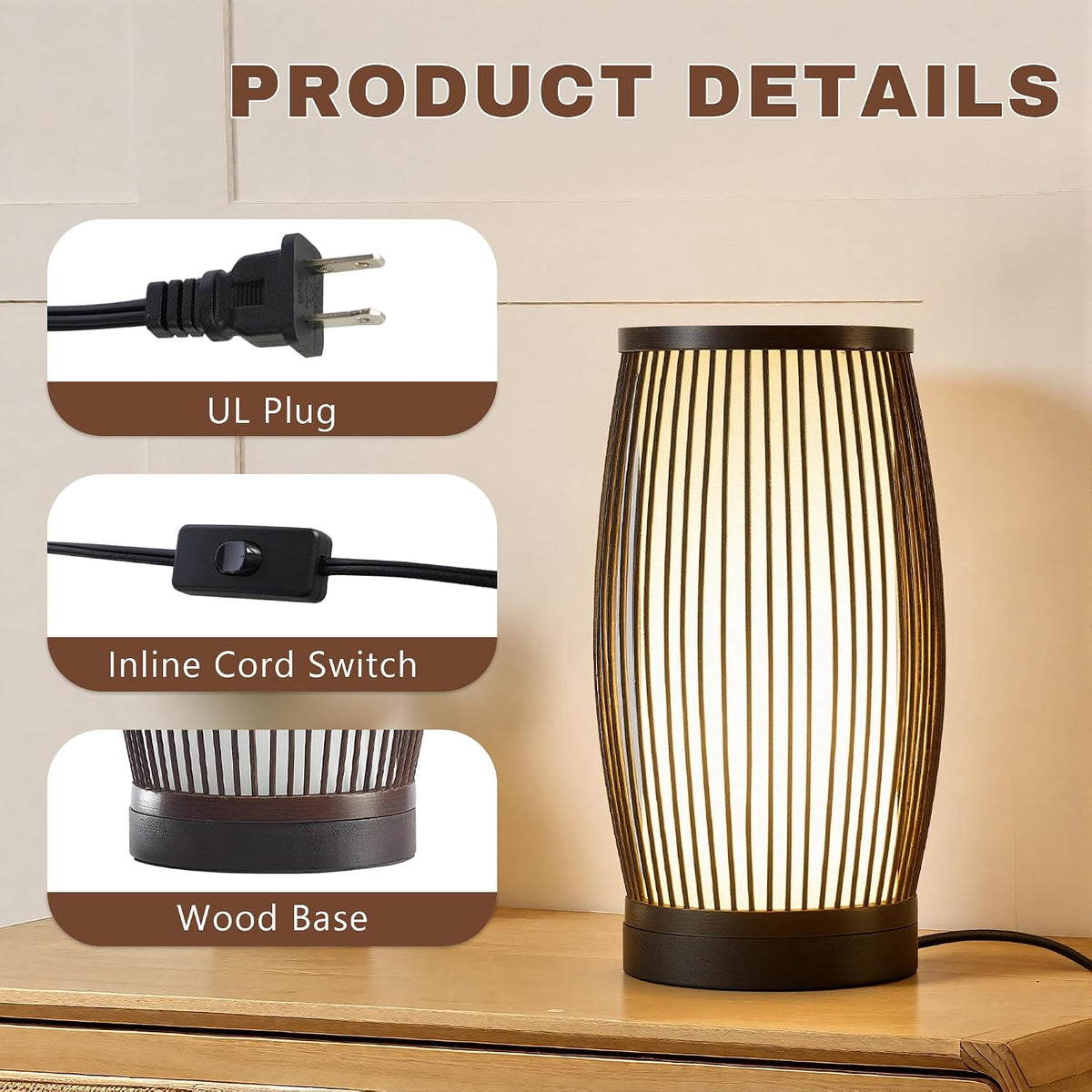 Boho Bedroom Lamps Set of 2, Small Bedside Lamp for Nightstands