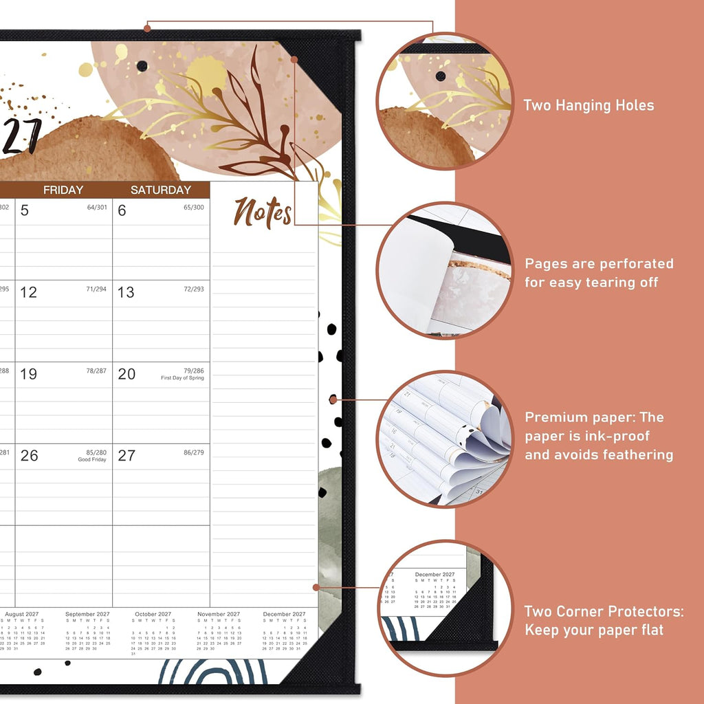 2027 Desk Calendar - Desk Calendar 2027 Large 22x17, Jan. 2027 - Dec. 2027 | Large 2027 Desktop Calendar 22'' x 17'', Corner Protectors,Large Ruled Blocks, Notes Section, for Home, Office Use