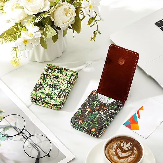 Outus 2 Pieces Business Card Holder, PU Leather Business Card Case Pocket Wallet - Image 7