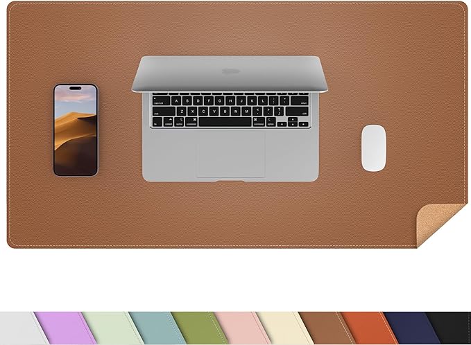 AFIING Dual-Sided Desk Pad, Natural Cork & PU Leather Large Mouse mats by AFIING