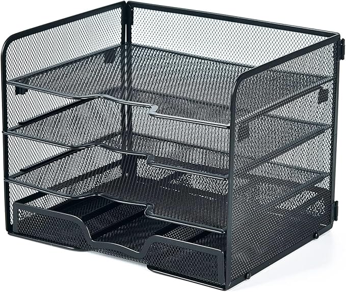 SETTFRFE 4 Tier Mesh Paper Letter Tray, Desk File Organizer - Image 8