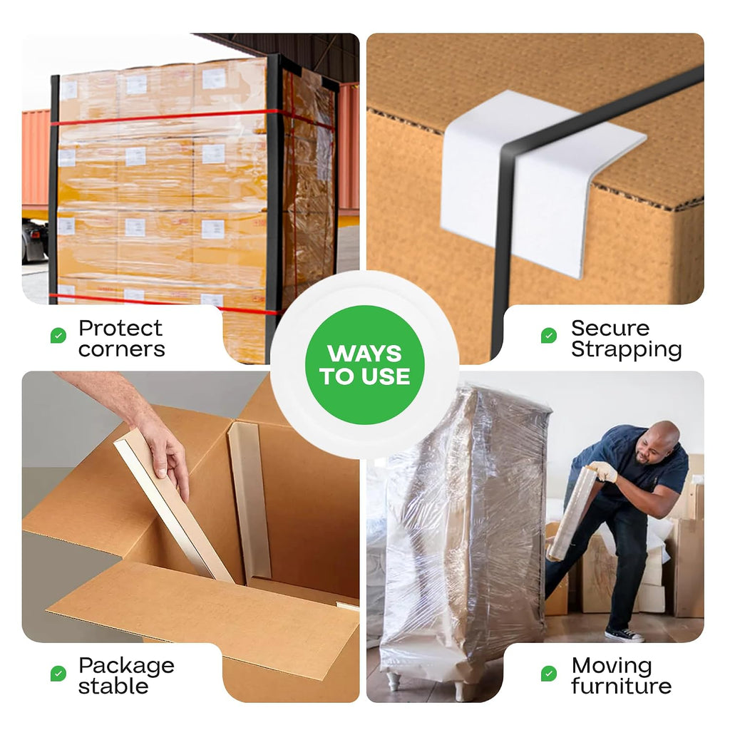 IDL Packaging 2” x 2” x 12” Cardboard Edge Protector (Pack of 20) - Corner Protectors for Shipping, Storage, & Moving – Reinforced Corner Guard Protection for Pallets, Wall Corners, & Furniture | White Corner Protectors for Shipping, Storage, & Moving –