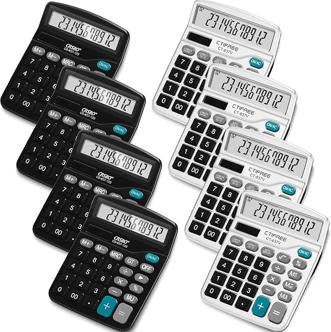 Flutesan 8 Pack Calculator Bulk 12 Digit Solar Power Calculator Solar and by Flutesan
