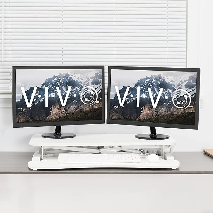 VIVO 32 inch Desk Converter, K Series, Height Adjustable Sit to Stand Riser - Image 8