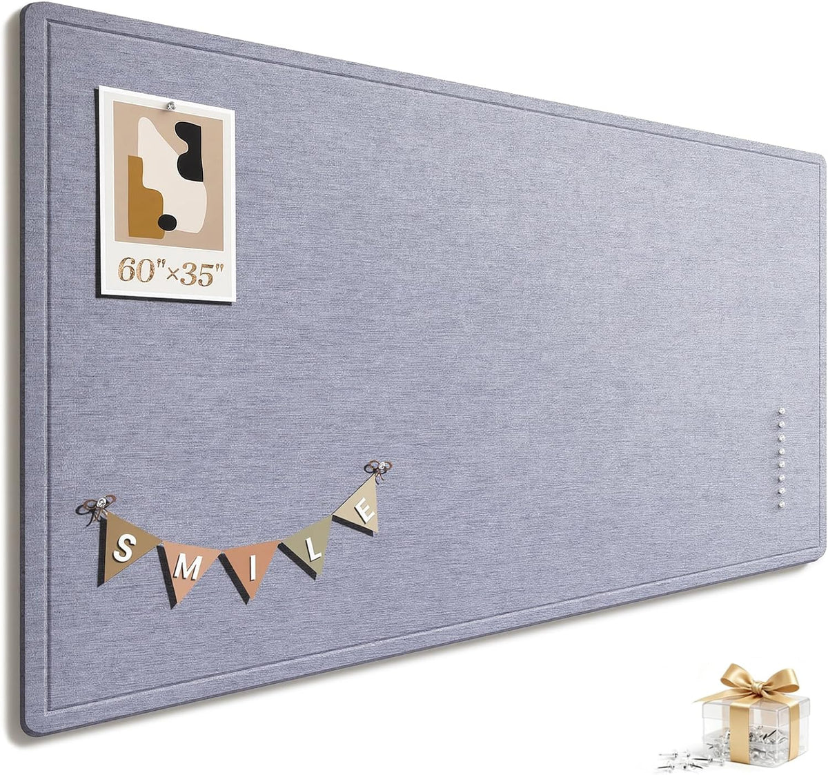 Large Bulletin Board, 60 X 35 Inches Felt Cork Board with 40 Pushpins, Foldab...
