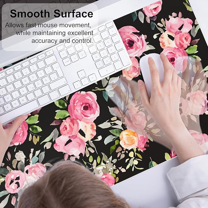 QIYI Large Mouse Pad, Floral Desk Mat - Image 5