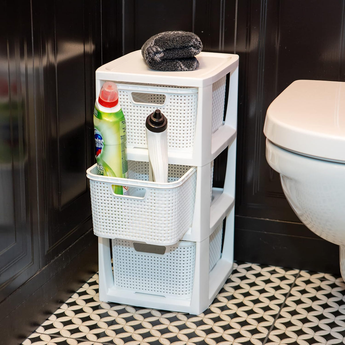 BranQ Home Essential Shelf in Rattan Design, BPA-Free Plastic PP (Polypropyle...