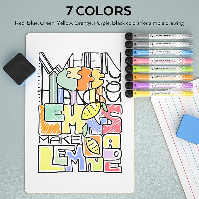 Nicpro Dry Erase Lap Board 9 x 12 inches 2 Pack Ruled Kid Double Sided Blank & - Image 6