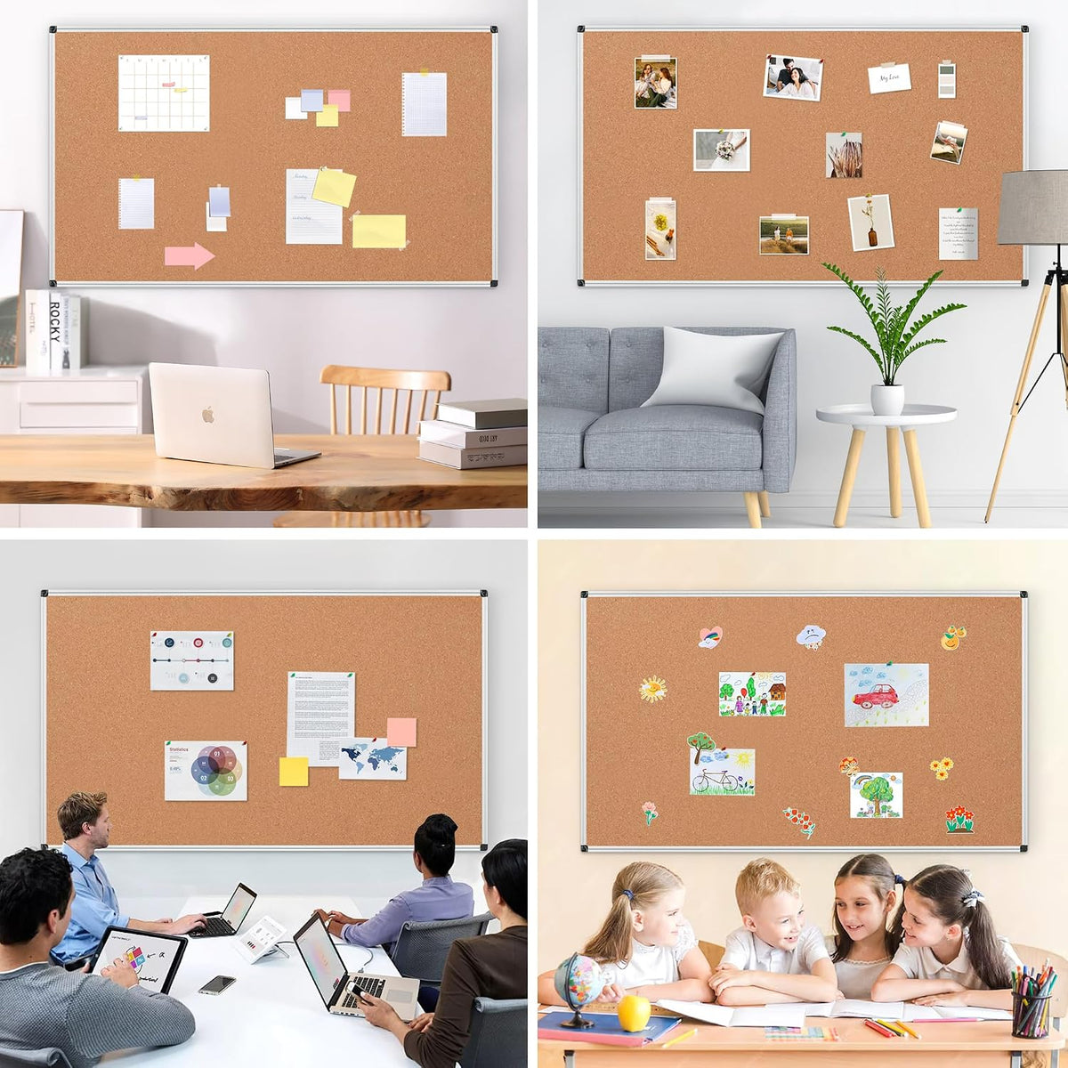 Extra Large Cork Bulletin Board 96" X 48", Silver Aluminum Framed 8...