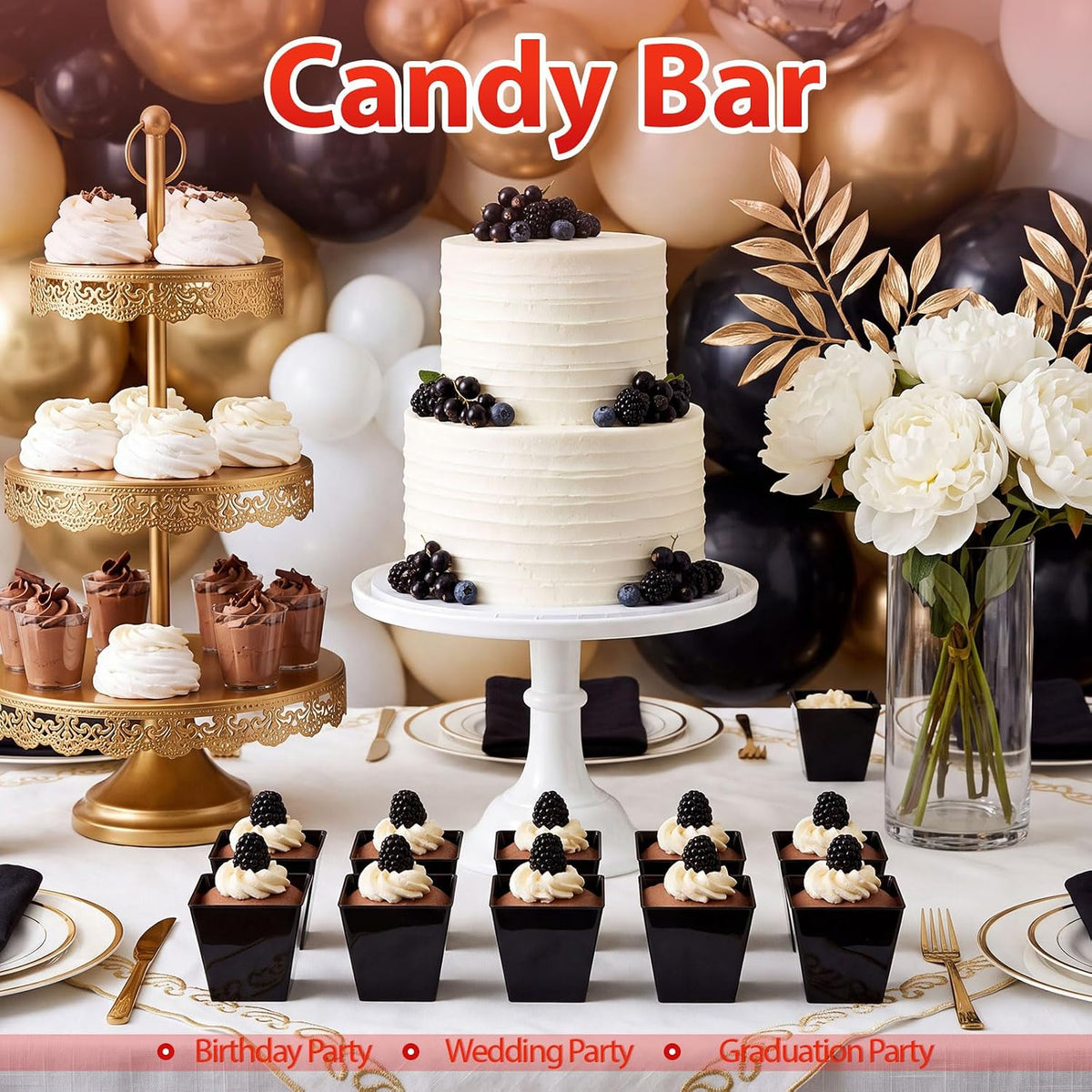 Zubebe 100 Pcs 8 oz Halloween Black Dessert Cups, Spooky Party Supplies