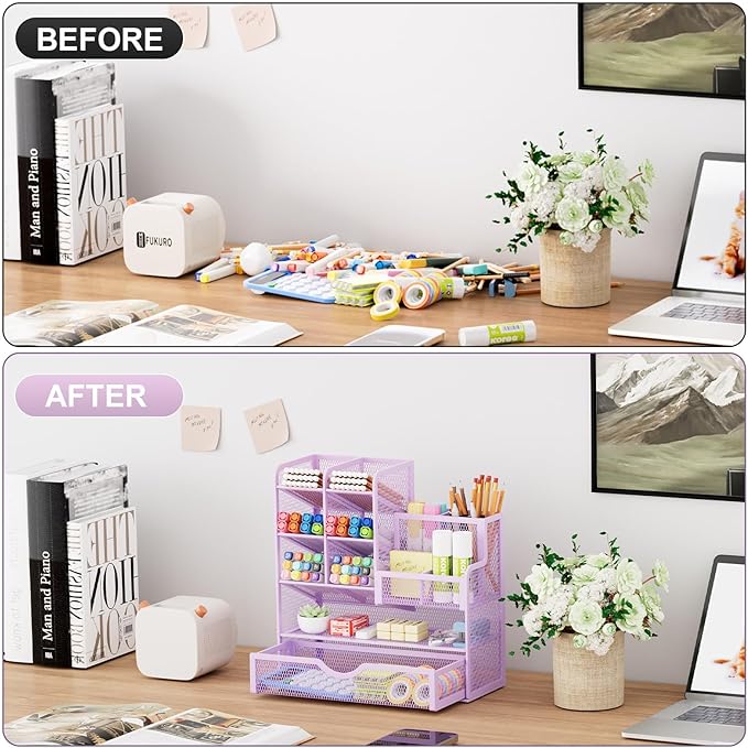 Marbrasse Mesh Pen Holder for Desk, Desk Organizers and Accessories for Office - Image 3
