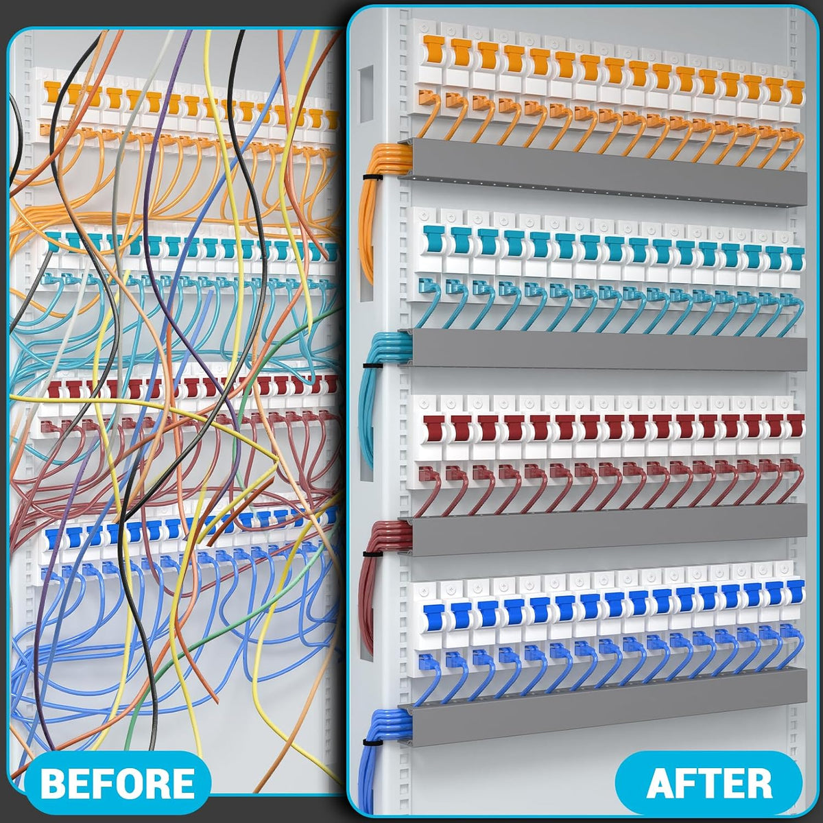 Open Slot Wire Duct Kit, 125.6"(8 x 15.7) Server Rack Cable Management, ...